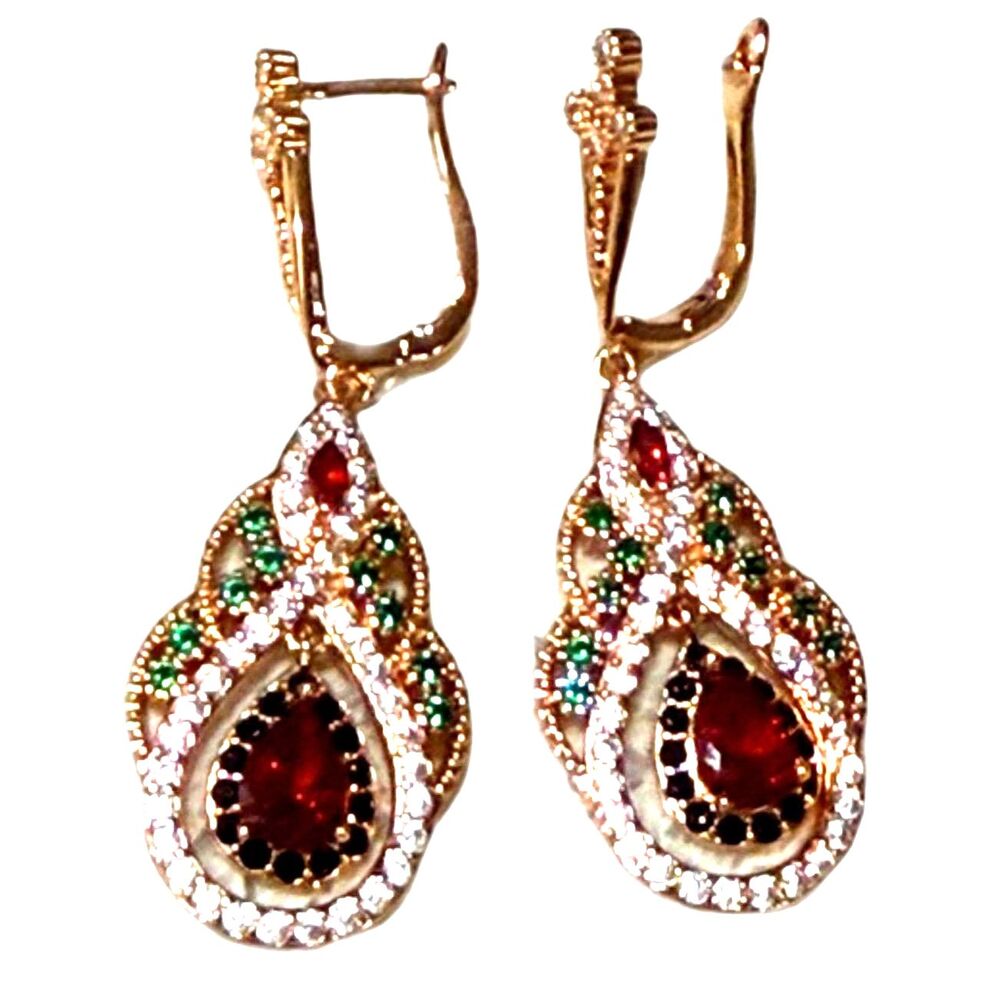 Stunning Gold Color Teardrop Colorful Fashion Earrings